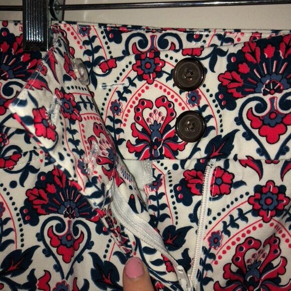 Loft Womens Original Crop Fit Patterned Pants Size 4 Floral Paisley - Picture 2 of 8